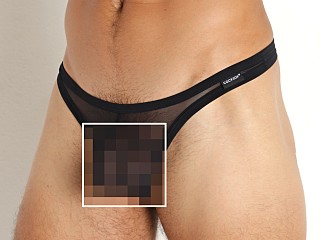 Model in nero black Cocksox Italian Mesh Enhancer Thong