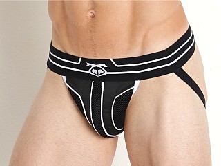 Model in black Nasty Pig Output Jock