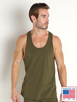 Model in army LASC Gym Tank Top