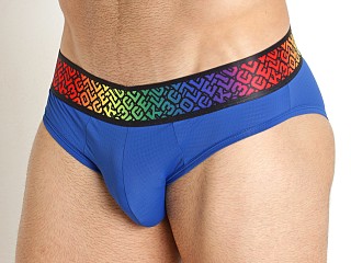 Model in blue Cell Block 13 Pride '22 Brief