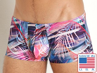 Model in fantasia fronds Rick Majors Low Rise Swim Trunk