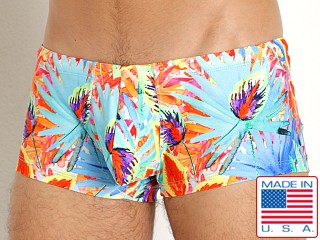 Model in blazing jungle Rick Majors Low Rise Swim Trunk