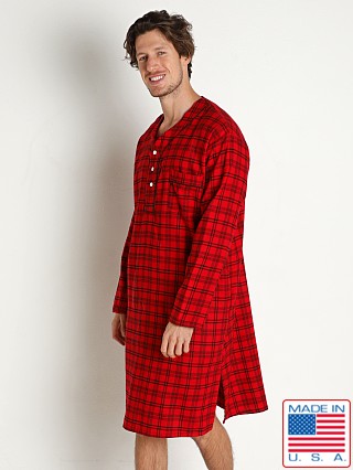 Model in red Go Softwear Lumberjack Flannel Nightshirt