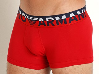 Model in red Emporio Armani Megalogo Trunk