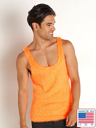 Model in neon orange Rick Majors Shagalicious Tank Top