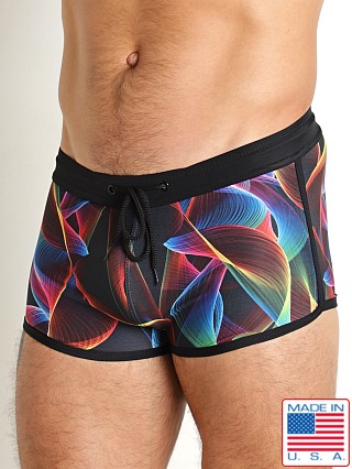 Model in screen saver LASC Square Cut Swim Trunk