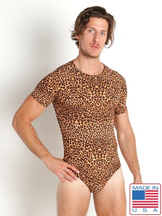 Model in cheetah Go Softwear Prowl Thong Bodysuit