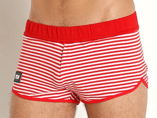 Model in red TOF Paris Sailor Shorts