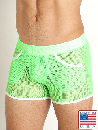 Model in neon lime Go Softwear Cabana Mesh Short