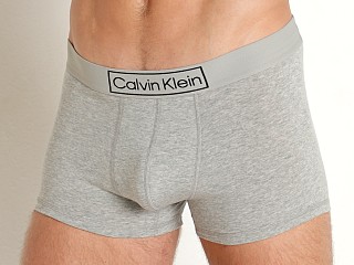 Model in grey heather Calvin Klein Reimagined Heritage Trunk