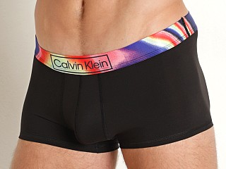 Model in black Calvin Klein Reimagined Heritage Pride Micro Low Rise Trunk Blac