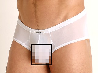 Model in white Joe Snyder Cheek Trunk  Mesh