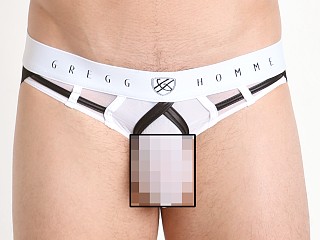 Model in white Gregg Homme Erupt Mesh Enhancing Thong