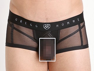 Model in black Gregg Homme Erupt Mesh Enhancing Boxer Briefs