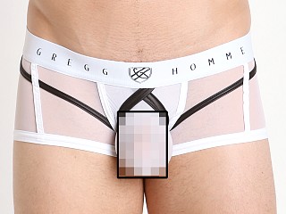 Model in white Gregg Homme Erupt Mesh Enhancing Boxer Briefs