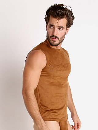 Complete the look: Modus Vivendi Vegan Suede Laser Cut Muscle Shirt Camel