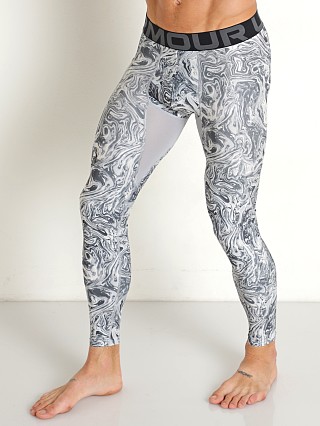 Model in mod gray-/black Under Armour Heatgear Printed Leggings Mod Gray/Black