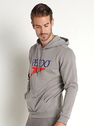 Model in monument grey Speedo Vintage Logo Hoodie