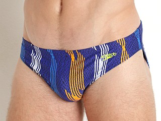 Model in oriole Speedo Sea Ridge Solar 1" Swim Brief