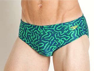 Model in blue/green Speedo Eco Pro LT Race Maze Swim Brief