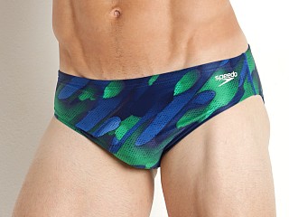 Model in blue/green Speedo Powerflex Natural Wonder Swim Brief