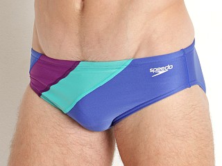 Model in dazzling blue Speedo Color Block One Swim Brief