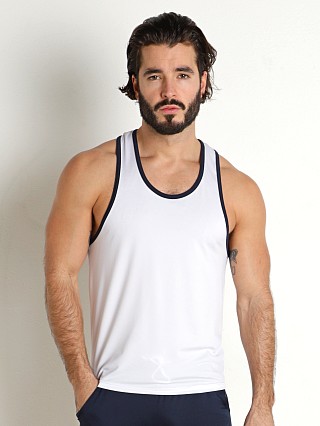 Complete the look: LASC Pique Mesh Hero Ringer Tank Top White/Navy