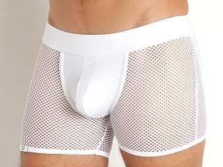 Model in white TOF Paris Circuit Mesh Jock Shorts