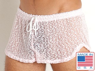 Model in pink Rick Majors Seafoam Mesh Shorts