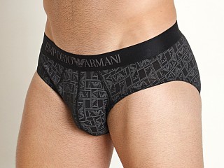 Model in black ewa logo Emporio Armani All Over Logo Brief