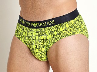 Model in lime ewa logo Emporio Armani All Over Logo Brief