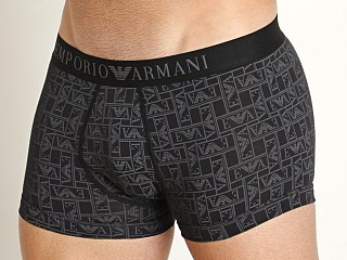 Model in black ewa logo Emporio Armani All Over Logo Trunk