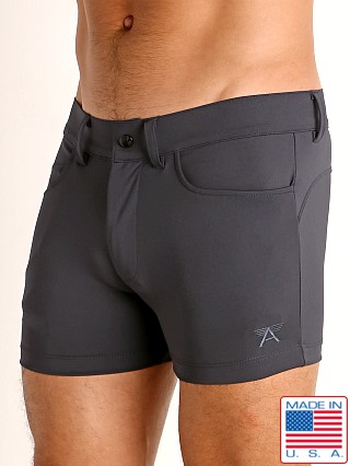 Model in graphite LASC Retroactive Scouting Shorts