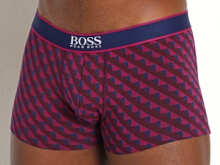 Model in burgundy Hugo Boss 24 Print Trunk