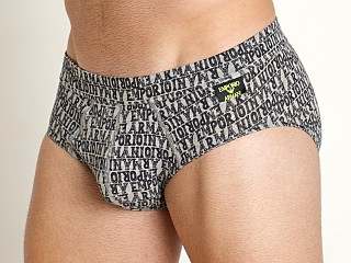 Model in gray melange/black Emporio Armani All Over Bold Logo Brief