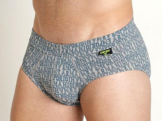 Model in grey melange/arctic Emporio Armani All Over Bold Logo Brief