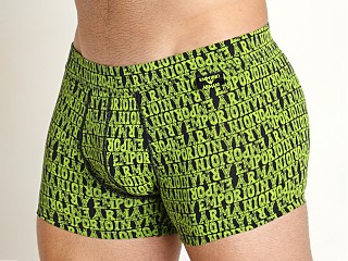 Model in blue solid/lime Emporio Armani All Over Bold Logo Trunk