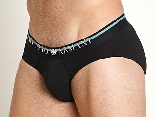 Model in black Emporio Armani Underlined Logo Brief