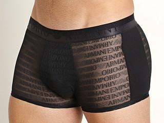 Model in black Emporio Armani Jacquard Logo Mesh Trunk