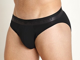 Model in black Emporio Armani Christmas Shiny Logo Brief