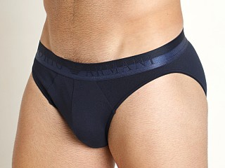 Model in marine Emporio Armani Christmas Shiny Logo Brief