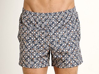 Model in beige GrigioPerla Mosaic Beach Shorts