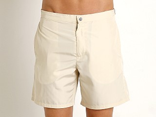 Model in sand cream GrigioPerla Solid 16" Swim Shorts