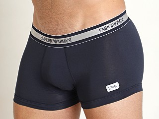 Model in marine Emporio Armani Shiny Logoband Trunk