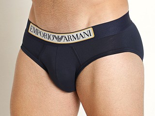 Model in marine Emporio Armani Logo Label Brief