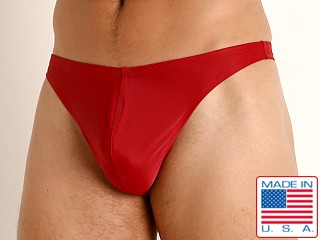 Model in burgundy LASC Brazil Swim Thong