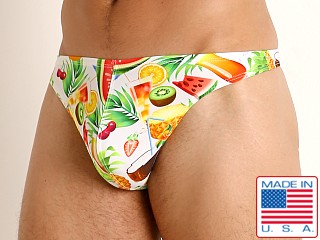 Model in tropical picnic LASC Brazil Swim Thong