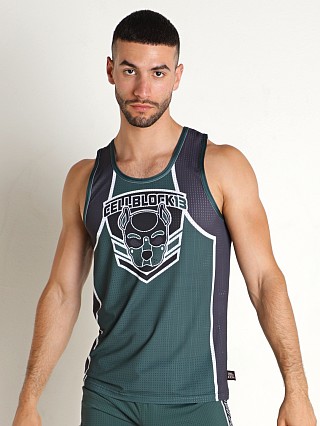 Model in green Cell Block 13 Kennel Club Spitfire Tank Top