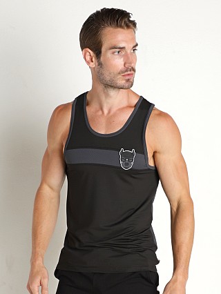 Model in grey Cell Block 13 Kennel Club Atlas Tank Top