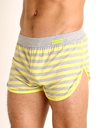 Model in yellow Modus Vivendi Pop Stripes Lounge Short